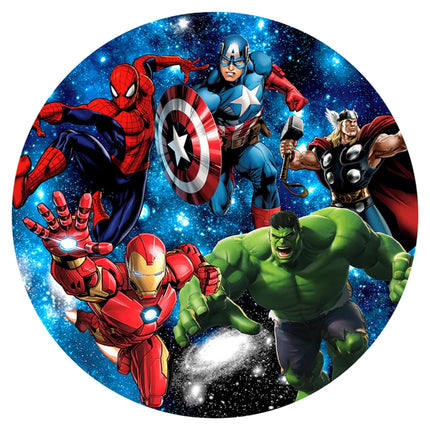 Children's birthday party surprise gift superhero Hulk Captain America theme round decorative background props stretch fabric
