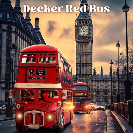 Robotime rolife London Tour Bus 3D Wooden Puzzles Wood Model Toy Car to Build Crafts Collectibles Gifts for Boys Girls