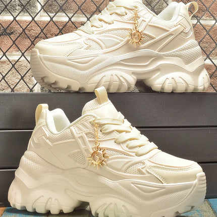 Women's four seasons fashion casual non-slip platform booster sports shoes women's high water platform pure white high heels