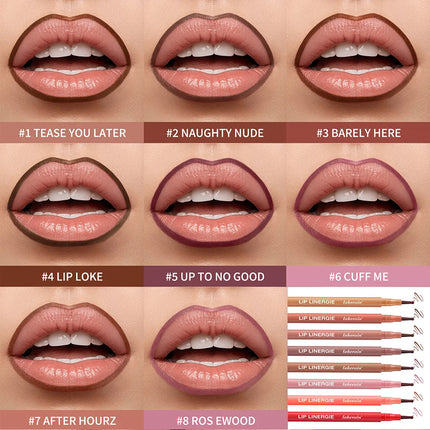 Waterproof Lip Liner Stain Lip Lingerie Long Lasting 8 Colors Transfer Proof Smudge Resistant Color No Bleed Formula Cosmetics