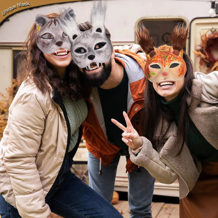 6/12 Sets Therian Mask Kit Paper Blank Masks Half Face Hand-painted Cat Mask DIY Masks For Masquerade Cosplay Party Gifts