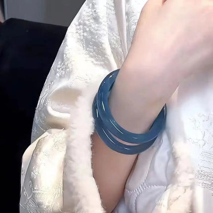 Devil Ice Blue Sea Blue Imitation Jade Glass Bangle Popular for Women High Beauty Bracelet Elegant Jewelry Gift
