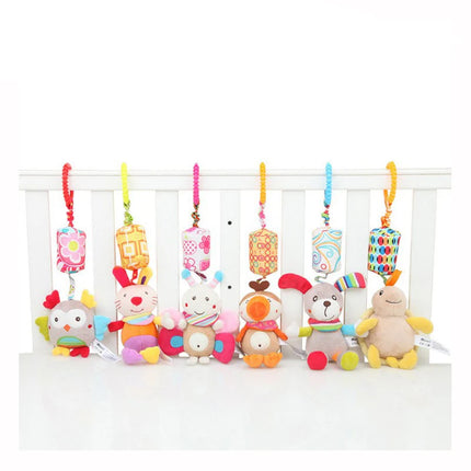 Baby Sensory Hanging Rattles Soft Learning Toy Plush Animals Stroller Infant Car Bed Crib with Teether for Babies Toddlers