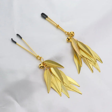1 Pair Feather Metal Bells Nipple Clamps SM Nipple Ring Flirting Teasing Sex toys Bondage Kit Slave Bdsm Girl Exotic Accessories