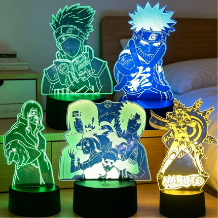 Anime Uzumaki Nar Ut O LED Night Light Toys Akatsuki Kakashi Hatake Kid Bedroom Nightlight Itachi Uchiha 3D Colors Lamp Decor