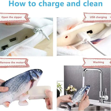 Electric Baby Sleeping Fish Toy 2.0 Non-Stop Auto Flopping Floppy Fish Cat Toy USB Rechargeable Wiggle Plush Toy for Baby & Cat