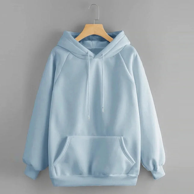 Thickened Fleece Hoodie Women's Long Sleeve Loose Fit Blank Version Autumn Winter New Style Korean Style Solid Color Sweatshirt