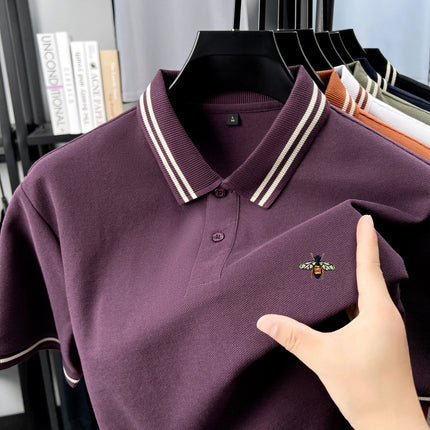 100% pure cotton summer men's polo short sleeve T-shirt business casual breathable cozy delicate popular stylish embroidered top