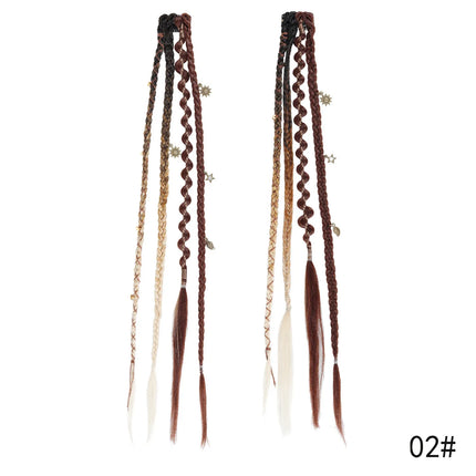 Synthetic Fiber Handmade Mixed-Color BB Clip-in Box Braid Hairpiece Extension 16/20inch 2 PCS Braiding Hair Ponytail Extensions