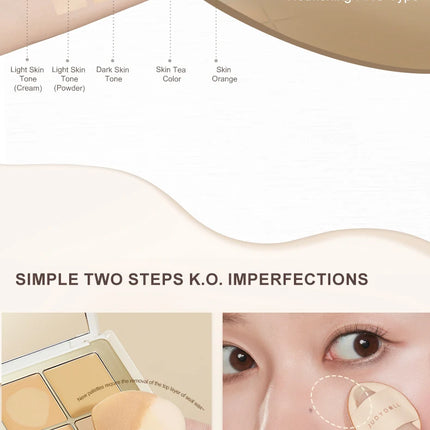 Judydoll 5-Color Concealer Palette, Salmon Tone for Dark Circles & Spots, Brightening & Perfecting Face, Smooth Coverage