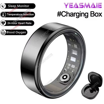 NEW R09 Smart Ring Men Women with Charging Case,Heart Rate Blood Oxygen,Skin Temperature Monitor,5ATM Waterproof For Android iOS