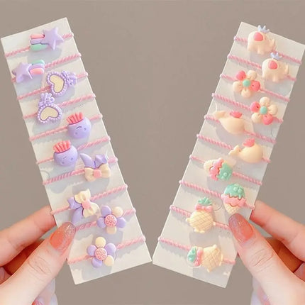 1 Set Children Cute Cartoon Flower Fruit Rubber Bands Hairpins Girls Lovely Hair Clips Kids Hair Bands Hair Accessories Gift