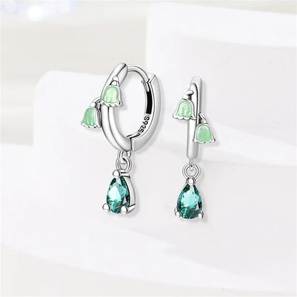 New in 925 Sterling Silver Lucky Clover Earrings for Women Girl Green Leaf Ear Studs Fine Jewelry Fashion Luxury Anniversary