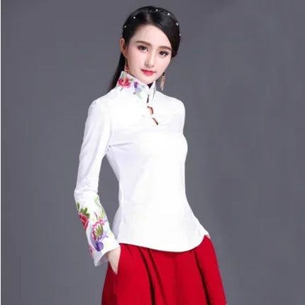 Ethnic Style Streetwear Fashion Casual Women's Clothing Shirts for Women Vintage Clothes T-shirt Y2k Top Women's Clothes Embroidery
