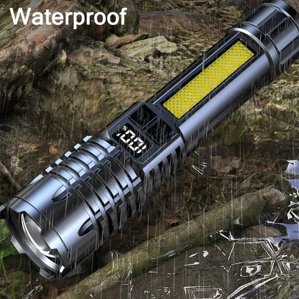 19000000LM Super Powerful Flashlight Built-in Battery High Power Torch Rechargeable LED Light Big Aperture Camping COB Lantern
