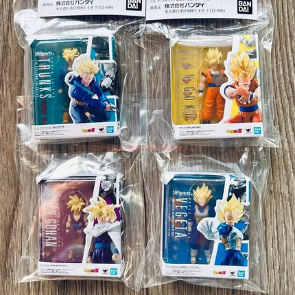 HBandai Genuine Dragon Ball SHF Mini Gashapon 5cm Set Goku/Vegeta/Trunks Anime Figures Desktop  Collectible Toys Boy Gifts