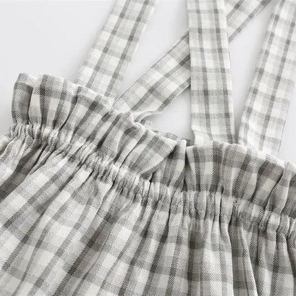 Baby Rompers Newborn Boy Girl Sleeveless Jumpsuits Sunsuits One Piece Infant Netural Plaid Outfits Toddler Clothes 6m-3T