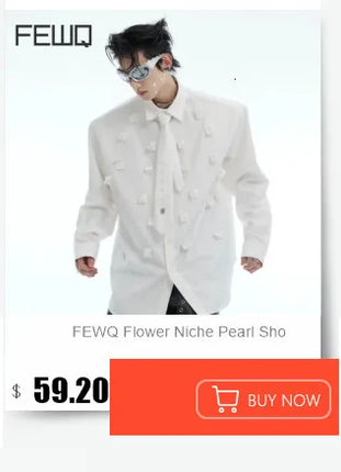FEWQ Fashion Men's Shirts Turn-down Collar Long Sleeved Pattern Design Casual Single Breasted Loose Male Tops Spring 24K2996