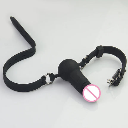 BDSM Silicone Penis/Dildo Mouth Penetration/Ball Gag Reversible Dual Use,Sex Toys For Couples,Bondage