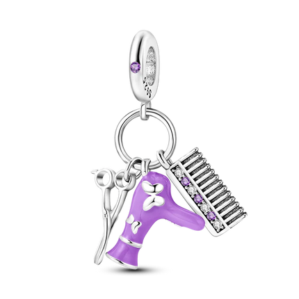 925 Sterling Silver Purple Series Butterfly Aries Gemini Safety Chains Fit Original Bracelet DIY Jewelry Making Gift For Women