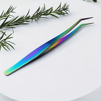 Three-piece Stainless Steel Tweezer Set - Unscented, Anti-static Precision Tweezers for Eyelash Extensions Beauty Tool