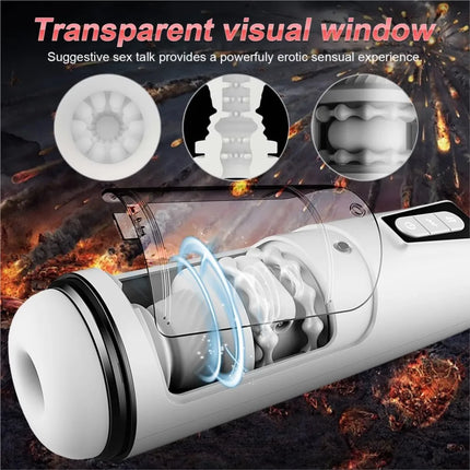 Automatic Telescopic Male Masturbation Cup Silicone Vagina Vibrators Sex Toys Sucking Deep Throat Masturbator 18