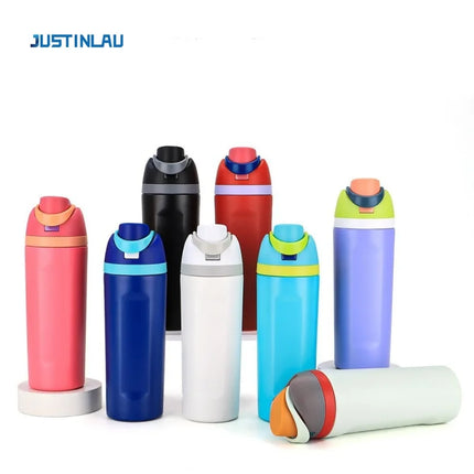 JUSTINLAU Spot Goods 19/24/32oz Thermos Cup Fruit Mug Kids Straw Cup Vacuum Flasks Stainless Steel Travel Thermal Water Bottles