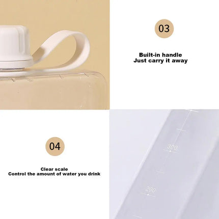 Pocket Water Bottle 500ml Flat Drink Cup Water Bottle Summer Water Flask Sports Water Bottle Leak-Proof Slim Cold Flask For