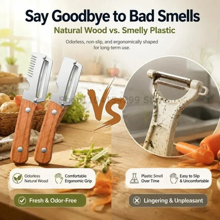 Wooden Handle Paring Knife High Appearance Kitchen Special Fruit Planer Sugarcane Paring Knife Household Thick Scraping Tools