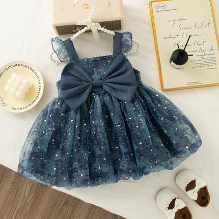 9 Months -4 Years Old Princess Style Baby Girl Dress, Summer New Sweet Bow Children'S Clothing Suitable For Birthday Parties