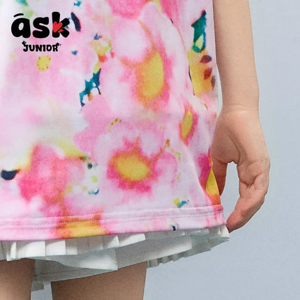 Children's Short-sleeved Summer Girls' Contrasting Colors and Girls' Pattern Printed Short-sleeved Polo Shirt