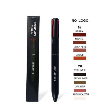 4 in 1 Long-lasting Vegan Makeup Pen Face Eye Makeup Beauty Pencil Eyebrow Eyeliner Lip Liner Highlighter Pen