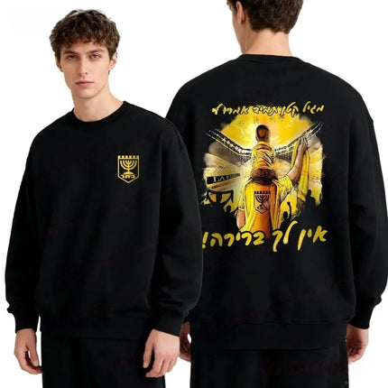 TESM Men Autumn Round Neck Fleece Sweatshirt Solid Color Pullover Top Black Printed Long-Sleeved