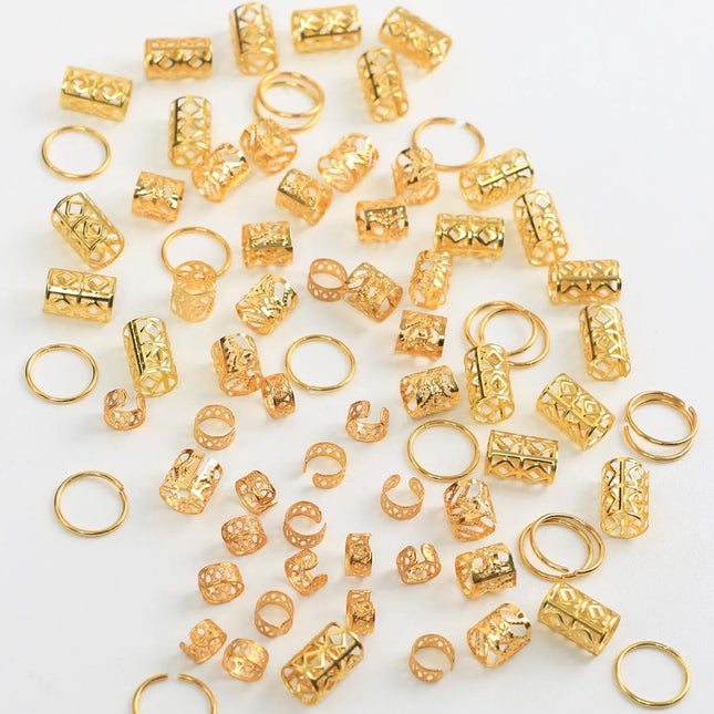 80pcs Dreadlock Hair Beads - Stylish Alloy Hair Accessories Loc Hair Jewelry for Braids for Girls and Women