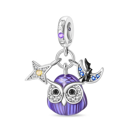 Purple Series 925 Sterling Silver Lily of the Valley Rose Mermaid Witch Hat Charm Fit DIY Bracelet Necklace Charming Gifts