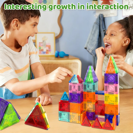 Magnetic Building Blocks 3D Construction Set DIY Montessori Sensory Educational Played with Anywhere Toys for Birthday Gifts