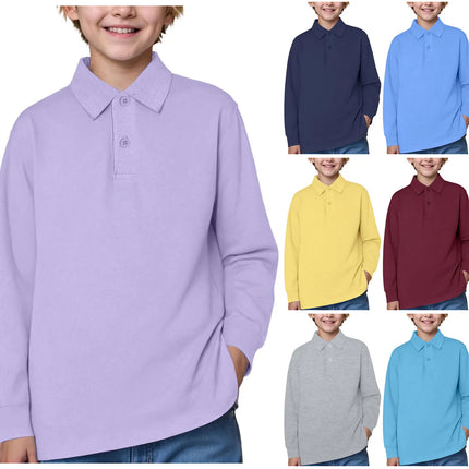 Boys POLO Shirts Teen Boy School Shirts Long Sleeve Lapel Kids Sports Tees Children Clothing Spring Autumn Boys Girls Shirts