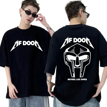 Rapper Mf Doom Graphic T Shirt Madvillainy Metal Music Album T-shirt Men Women Punk Vintage Oversized Cotton Tshirt Streetwear