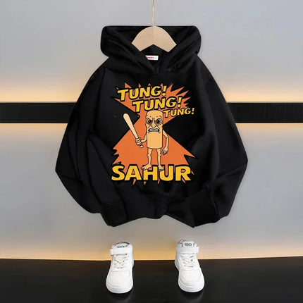 Italian Brainrot Tralalero Tralala Cartoon Fun Kid Hooded Sweatshirt Boys Girls Autumn Winter Fashion Warm Long Sleeve Hoodies