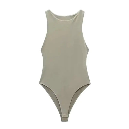 Women Fashion With Halter Neck Skinny Bodysuit Sexy Sleeveless Snap-button Female Playsuits Mujer