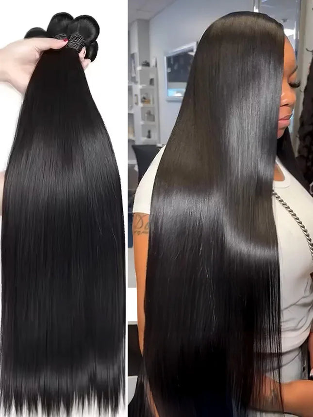 30 40 Inch Bone Straight Human Hair Bundle Natural Brazilian Raw Remy Virgin Human Hair 3/4 Pieces Human Hair Extensions