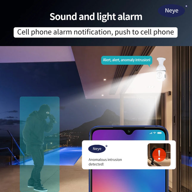 8MP 4K WiFi Home Light Bulb Camera Spotlight E27 Light Bulb Camera 360-degree Panoramic IP Camera AI Motion Detection Security