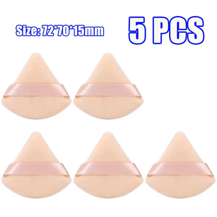 1-60pcs Triangle Velvet Powder Puff Soft Washable Sponge Black Pink Cosmetic Puffs Loose Powder Facial Beauty Makeup Accessories