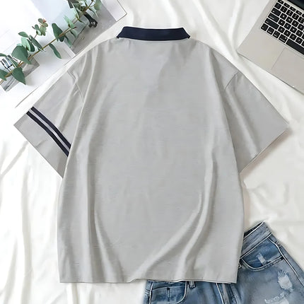 The 2025 summer new men's POLO shirt features a casual fashionable comfortable soft and breathable 3D letter pattern print
