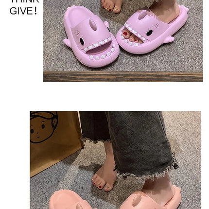 New Shark Slippers for Women Men Shoes Shark Flip Flops Beach Slides Female Home Slipper Bathroom Non-Slip Thick Sandals Couples