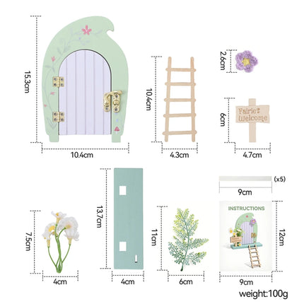 Wooden Elf Door Set Cartoon Room Decor Dollhouse Character Stickers Fairytale-Style Balcony Decor Hanging Ornaments Gift
