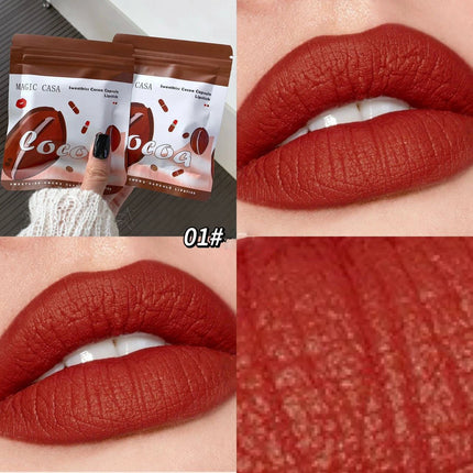10pcs/set Mini Cocoa Lipsticks Long Lasting Velvet Matte Capsule Lipstick Natural Chocolate Solid Lip Gloss Makeup Cosmetic Gift