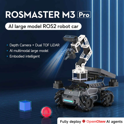 Yahboom ROSMASTER M3 PRO AI Large Model ROS2 3D Depth Vision Smart Car Dual LiDAR SLAM Mapping Navigation Programming Robot Toys