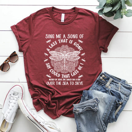 Outlander T-shirt Sing Me A Song Dragonfly Celtic Design Outlander Shirt Fraser Ridge Sassenach Tees Book Series Inspired Tops