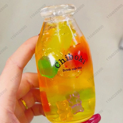 Juice Bottle Stress Ball Water Bottle Fidget Toy Boba Tea Squishy ASMR Anti Stress Funny Novelty Toy Toys For Children Gift